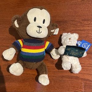stuffed monkey + small stuffed bear